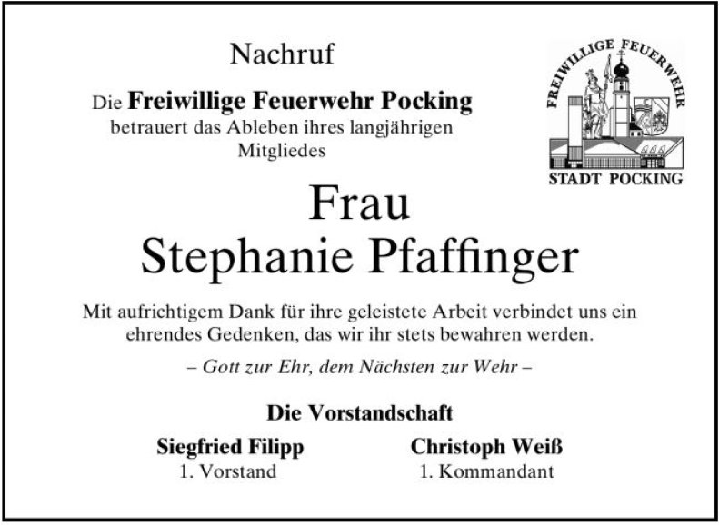 Nachruf Pfaffinger