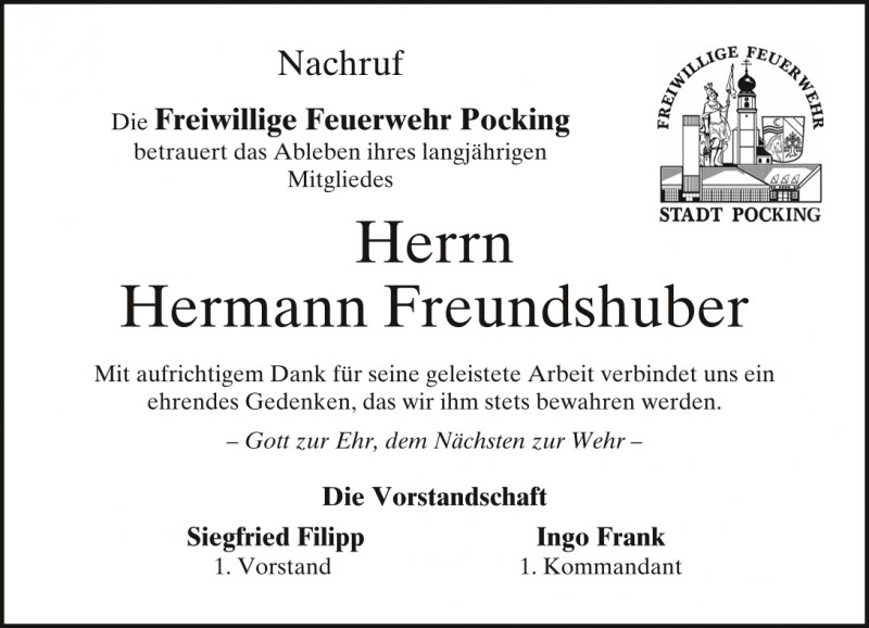 Nachruf Freundshuber